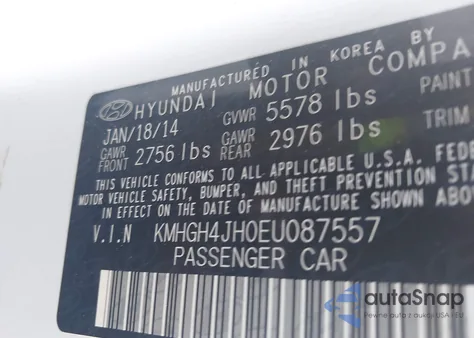 2014 Hyundai Equus Signature из США, поврежденный, VIN KMHGH4JH0EU087557